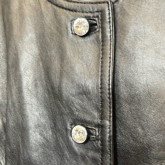 Leather vest with rhinestone buttons. Biker chic. Holiday - Picture 2 of 4